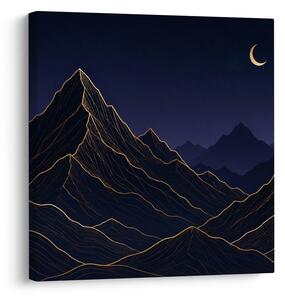 Quadro su tela – Linee dorate di montagne nella notte