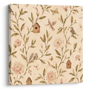 Quadro su tela – Uccelli pastello e peonie