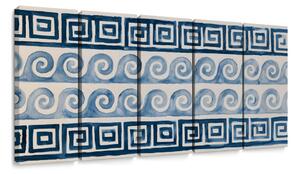 Quadri 5 pezzi – Spirali blu e ornamenti