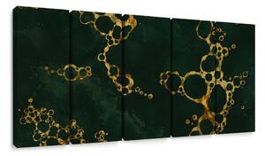 Quadri 5 pezzi – Astratto smeraldo con oro