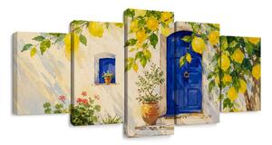 Quadri 5 pezzi – Limonero accanto alla porta blu