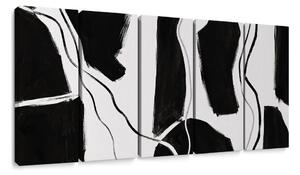 Quadri 5 pezzi – Linee astratte in bianco e nero