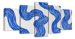 Quadri 5 pezzi – Linee ondulate blu
