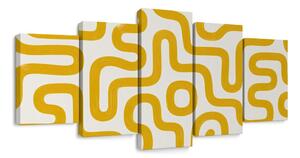 Quadri 5 pezzi – Linee astratte gialle
