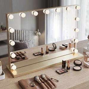 Specchio LED Hollywood L.Gold con illuminazione – 80x14x62 cm