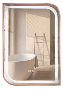 Specchio LED ZONE con cornice Rose Gold spazzolata – 70x50 cm