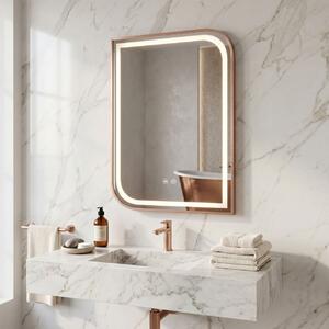 Specchio LED ZONE con cornice Rose Gold spazzolata – 80x60 cm