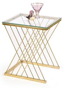 Tavolino da caffè Nancy in vetro e acciaio cromato – 45x39x52 cm