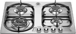 Bertazzoni Piano Cottura 4 Fuochi a Gas Larghezza 60 cm (1 Bruciatore Tripla Corona) in Acciaio colore Inox - P6801D9X/19