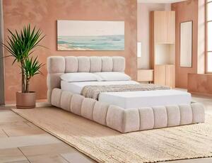 Letto contenitore Parma in tessuto strutturato Raven beige – 140x200 cm