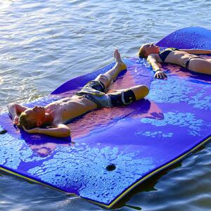 Costway Tappeto galleggiante in schiuma con cuscino per piscina mare, Materassino galleggiante per rilassarsi Blu