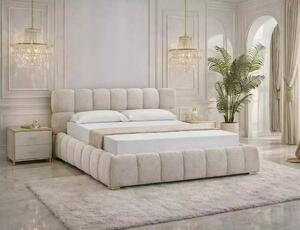Letto contenitore Parma in tessuto strutturato Raven beige – 160x200 cm