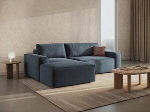 Divano letto angolare Jodie con contenitore in tessuto strutturato – L246cm