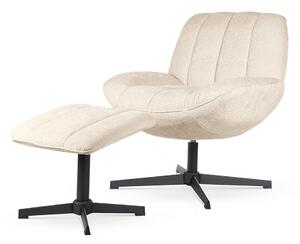 Poltrona girevole Luna con poggiapiedi beige – 71x81x81 cm