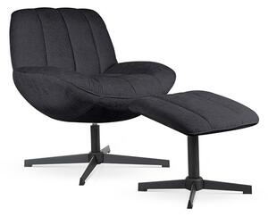 Poltrona girevole Luna con poggiapiedi nero – 71x81x81 cm