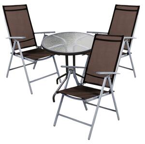Set da bistrot, 4 pezzi, grigio argento/marrone cioccolato
