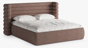 Letto imbottito Mount con contenitore in tessuto strutturato Puente - 140x200 cm
