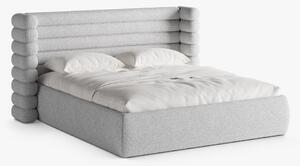 Letto imbottito Mount con contenitore in tessuto strutturato Puente - 180x200 cm