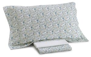 Completo Lenzuola MATRIMONIALE - 250X290 175X205 2 FEDERE 50X80 Bouquet AZZURRO Percalle Caleffi