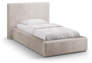 Letto Asti in chenille con contenitore e testiera imbottita - 90×200 cm
