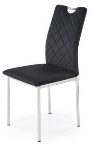 Sedia K578 in velluto nero con struttura cromata