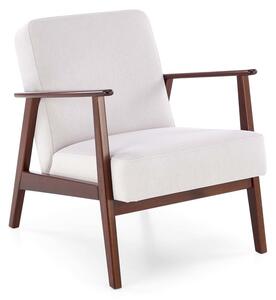 MILANO 1S poltrona in tessuto Castel beige chiaro con struttura in legno