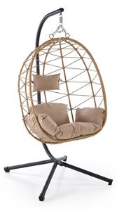 SNAKE poltrona da giardino in rattan sintetico color naturale con cuscini beige