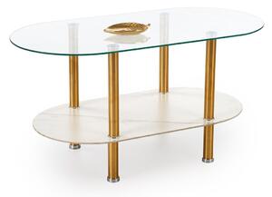 Tavolino Ducat in vetro e effetto marmo bianco – 100x50x51 cm