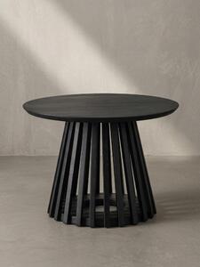 Tavolino da salotto 60x60x41 cm in legno massello di mango nero Tavolino rotondo, tavolino da salotto di design con struttura a griglia, tavolino da caffè per soggiorno moderno