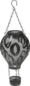 Lampada decorativa a LED a forma di mongolfiera in metallo con illuminazione solare e gioco di ombre in stile orientale, nera
