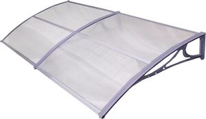 Tettoia per porta d'ingresso 295 x 97 cm Pannello alveolare Listello terminale in alluminio grigio Tettoia per porta d'ingresso Tettoia a una falda