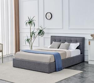 Letto PADVA 140 con contenitore in tessuto grigio – 140x200 cm