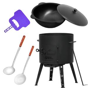 Ø40 Uchag, acciaio 2 mm, Utschak, 12 L, Kazan, vassoio per barbecue, mestolo, mestolo da minestra, Utschak, Utschag, Kazan, cucina da campo, cucina all'aperto, fornello per stufati, fornello da campo