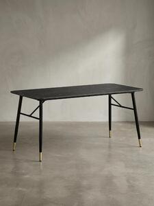 Tavolo da pranzo 180x90x76 cm, nero effetto marmo, moderno, tavolo da cucina grande, tavolo da pranzo rettangolare, tavolo da pranzo con gambe in metallo