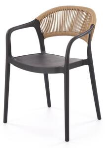 Sedia K582 in polipropilene e corda – nero / naturale – 56x55x78 cm