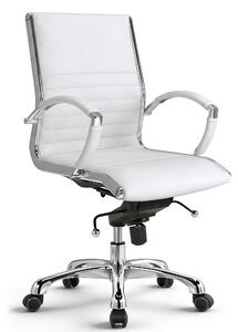 VERSEE Montreal sedia girevole in pelle bianca - sedia da scrivania ergonomica, sedia da ufficio imbottita di con schienale alto, stabile fino a 150 kg di carico
