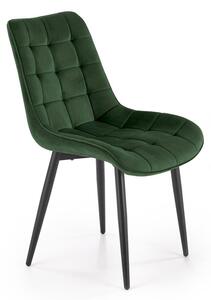 Sedia K580 in velluto verde scuro e gambe nere – 51×61×85 cm