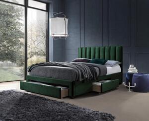 Letto GRACE 140 con cassetti in velluto verde scuro – 140x200 cm
