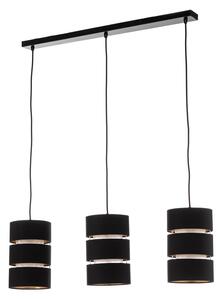 Lindby lampada a sospensione Tsomo, 950 cm, 3 luci, nero, tessuto
