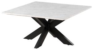 MASSIVMOEBEL24 | Tavolino da salotto in marmo bianco - gambe incrociate in ferro nero 137x137 BARCELONA #316