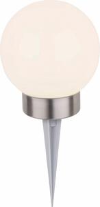 Lampada solare Dehner Tampa, sfera solare con picchetto / cambio colore, Ø 30 cm, altezza 47 cm, plastica / acciaio inossidabile, bianco / argento