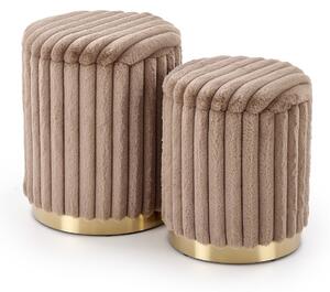 Set 2 Pouf FIDO con contenitore – cappuccino / oro – ø36x44 cm e ø31x38 cm