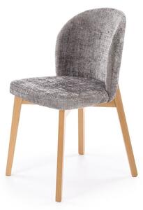 Sedia Basso in legno naturale e tessuto grigio – 86x48x56 cm