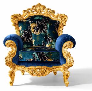 Poltrona Barocca Versailles - Foglia Oro e Velluto – Artigianato Italiano di Lusso