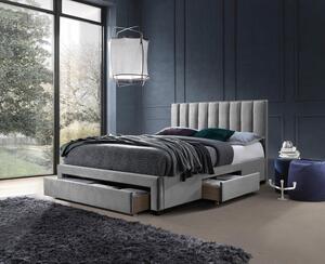 Letto GRACE 140 con cassetti – tessuto velvet grigio – 140x200 cm