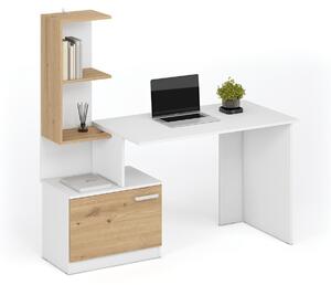 Scrivania Miso in bianco e rovere artisan – 144x60x142 cm