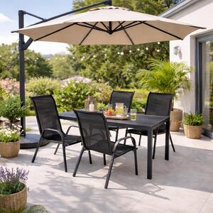 Set da giardino Set di sedute 5 pezzi 150x90cm antracite/nero
