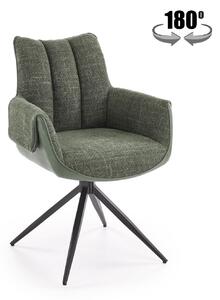 Sedia K579 in tessuto ed ecopelle verde – 65×64×87 cm