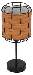 Lampada da tavolo, design a gabbia, aspetto legno, marrone, H 35cm