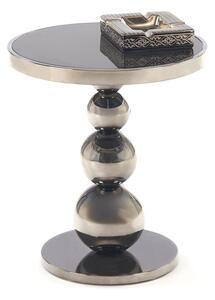 Tavolino Carla in vetro nero e acciaio inox – Ø40x46 cm